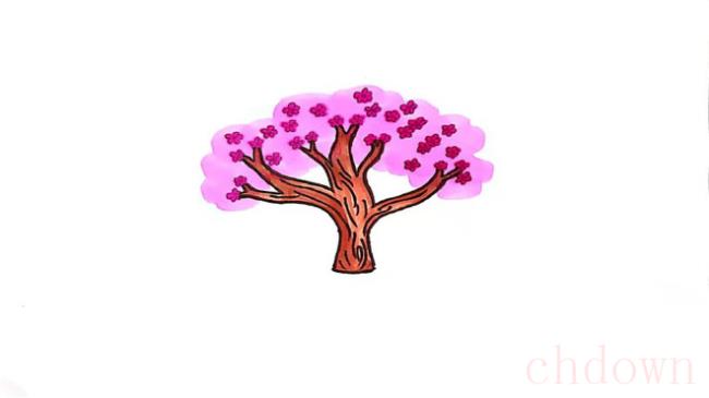 桃树,植物,简笔画