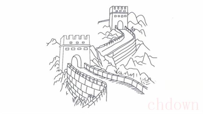 万里长城,建筑,简笔画