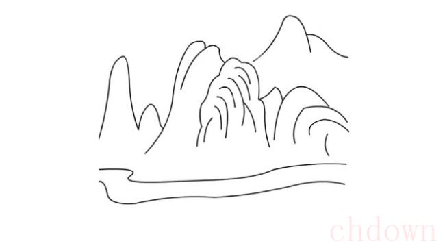 黄山,自然景观,简笔画