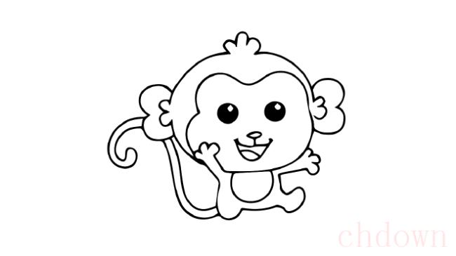 猴子,动物,简笔画