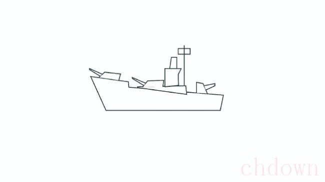 军舰,交通工具,简笔画