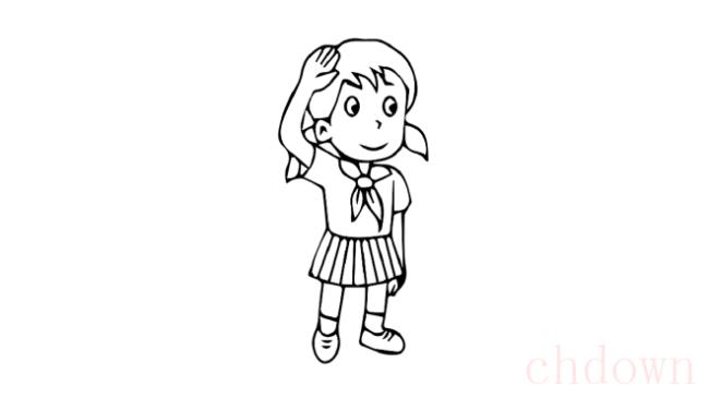 小学生敬礼简笔画,小学生敬礼,简笔画