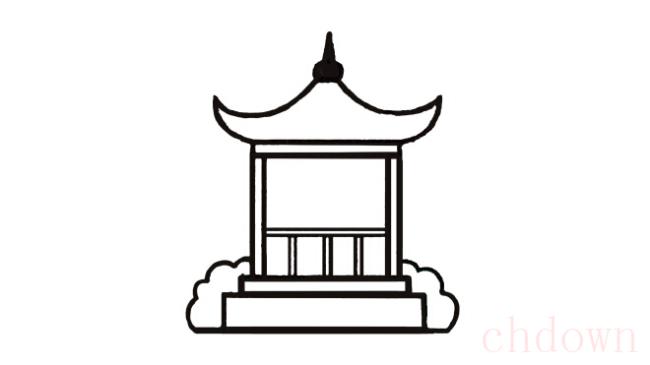 亭子,建筑物,简笔画
