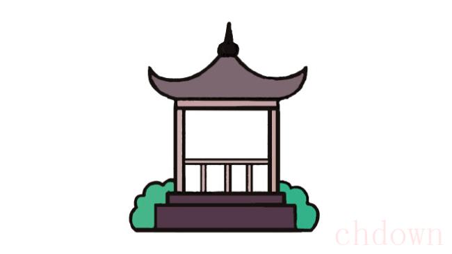 亭子,建筑物,简笔画