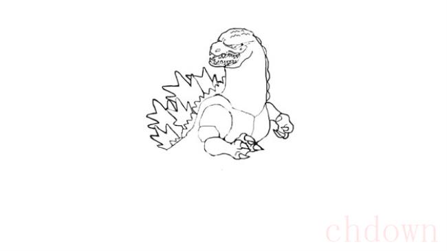 哥斯拉,卡通,简笔画