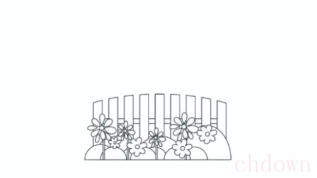 花园,自然风景,简笔画