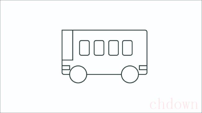 汽车,公共汽车,简笔画