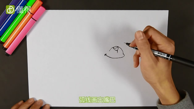 小狗简笔画-画出狗狗的鼻子和嘴巴
