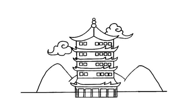 黄鹤楼简笔画