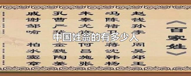 中国姓翁的有多少人