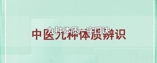 九种体质一字口诀