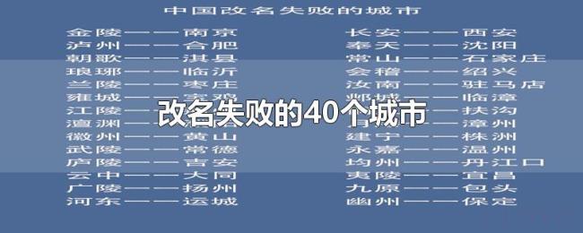 改名失败的40个城市 改名失败的40个城市