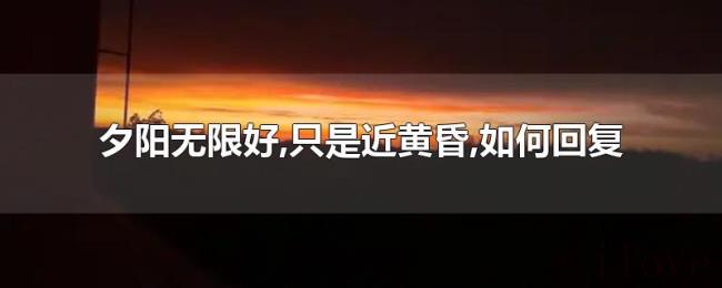 夕阳无限好,只是近黄昏,如何回复 夕阳无限好,只是近黄昏,如何回复