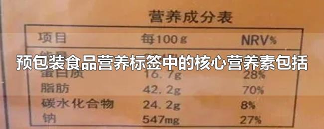 预包装食品营养标签中的核心营养素包括 预包装食品营养标签中的核心营养素包括