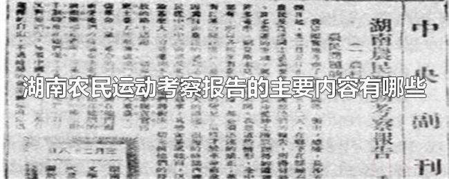湖南农民运动考察报告的主要内容有哪些
