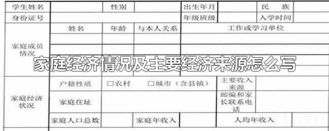 家庭经济情况及主要经济来源怎么写