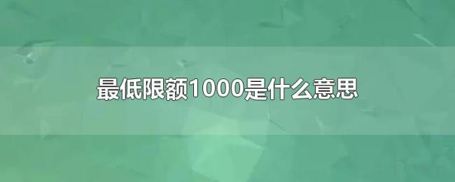 最低限额1000是什么意思 最低限额1000是什么意思