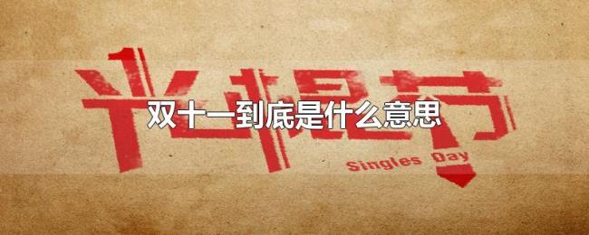 双十一到底是什么意思