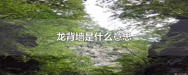 龙背墙是什么意思 龙背墙是什么意思