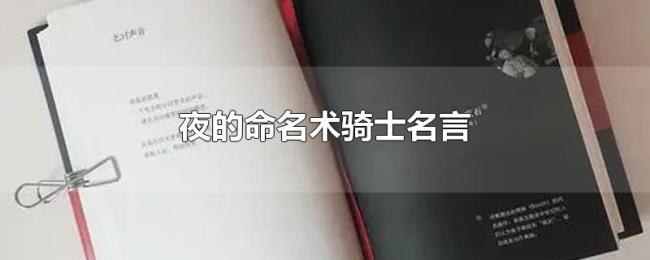 夜的命名术骑士名言