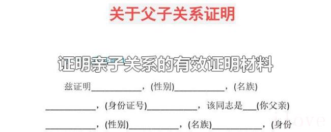 证明亲子关系的有效证明材料