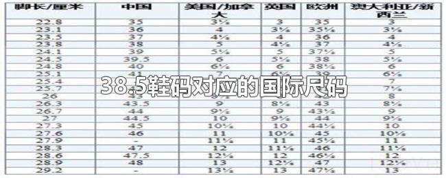 38.5鞋码对应的国际尺码