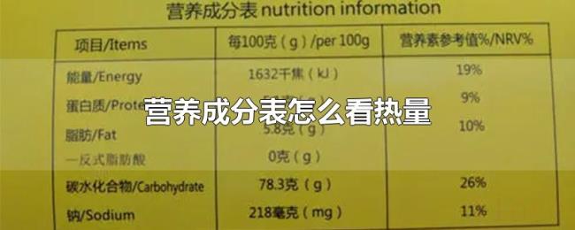营养成分表怎么看热量