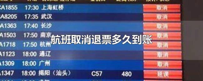 航班取消退票多久到账 航班取消退票多久到账