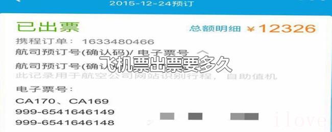 飞机票出票要多久
