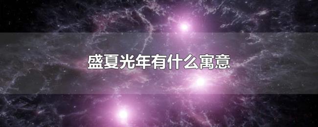 盛夏光年有什么寓意