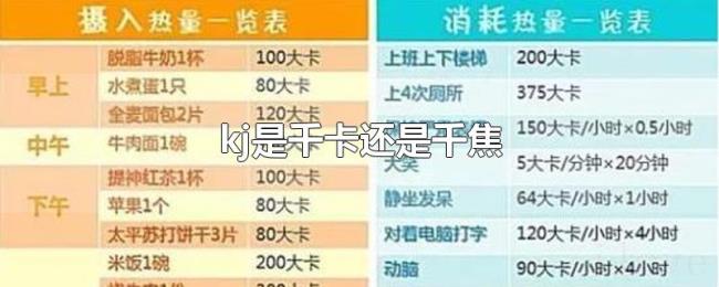 kj是千卡还是千焦