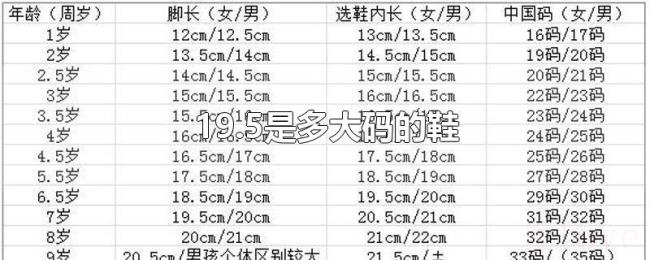 19.5是多大码的鞋 19.5是多大码的鞋